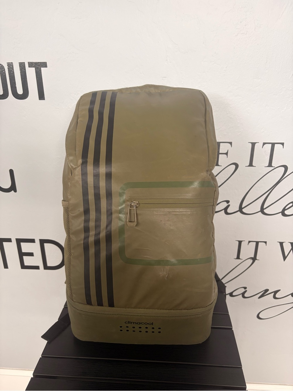 Adidas Olive Green Climacool Technology Backpack with Shoe Compartment